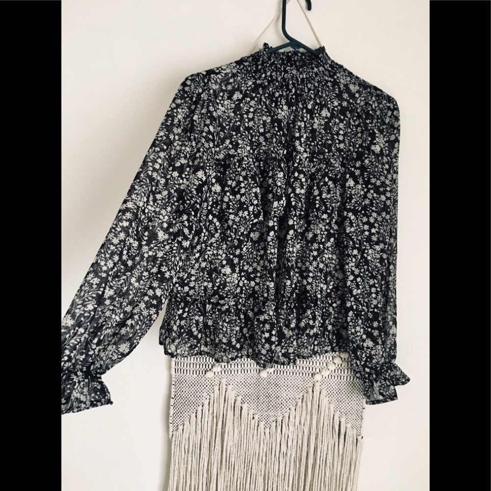 Boho black and white blouse medium or small